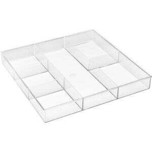 Clear Plastic Drawer Organizer 6 Section Tray for Makeup Office Kitchen
